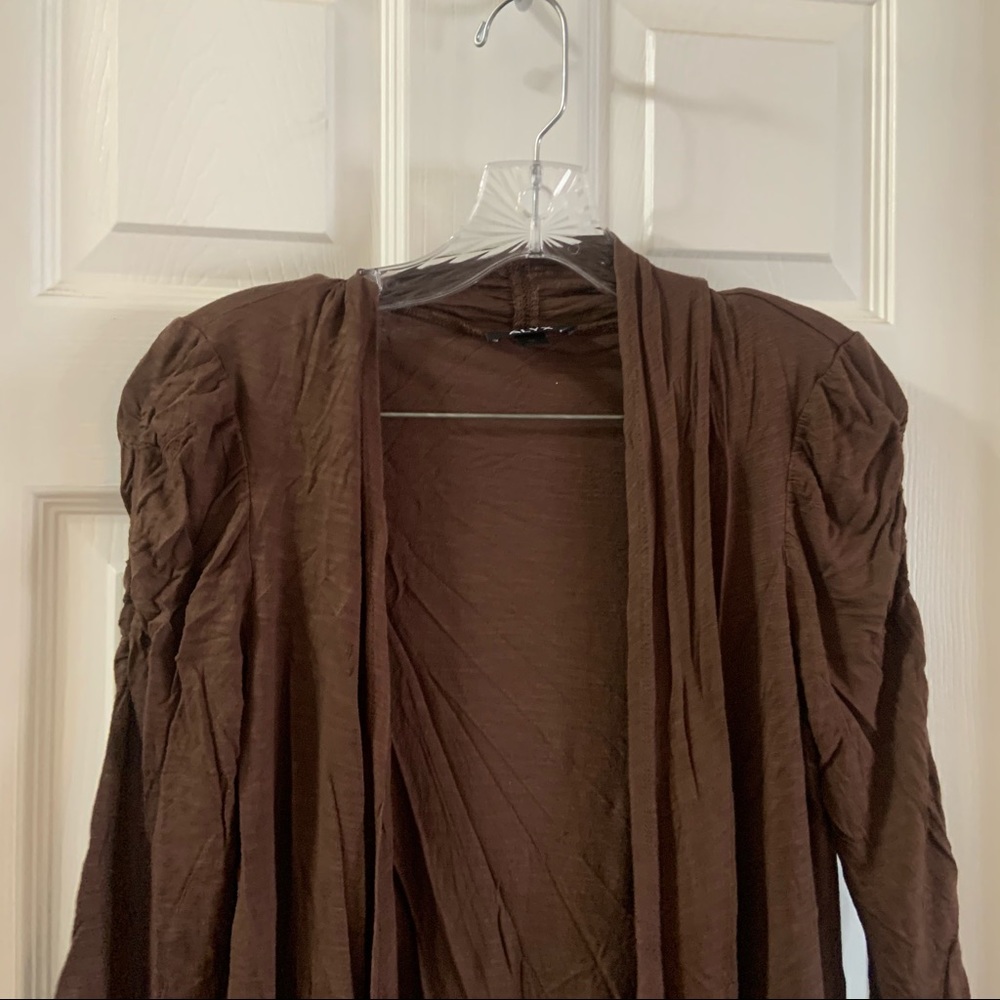 Alyx Brown Open Front 3/4 Sleeve Cardigan Medium - Picture 4 of 6